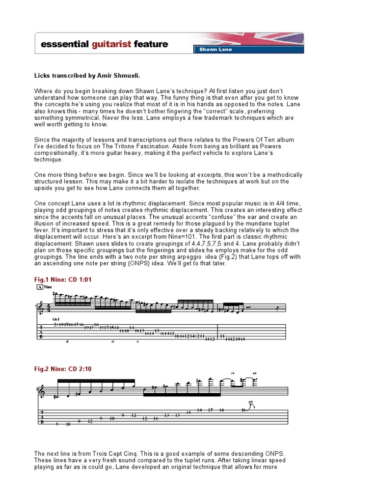 Shawn Lane Essential Lane Licks PDF String Instruments Guitars