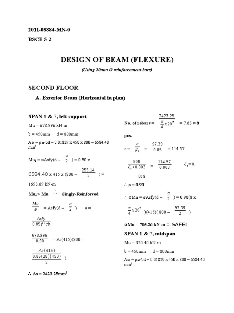 Beam Design Calculations for Second Floor | PDF