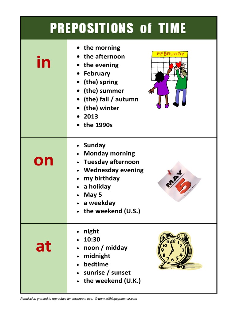 Prepositions of Time Explained | PDF
