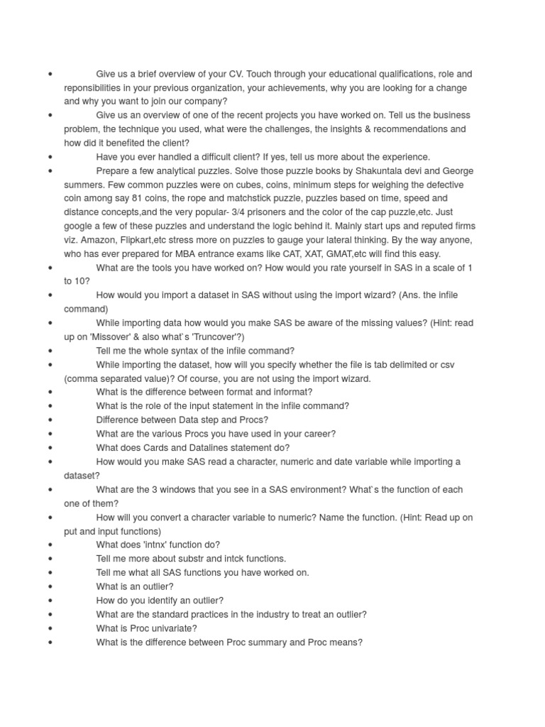 Interview Questions | PDF | Logistic Regression | Regression Analysis