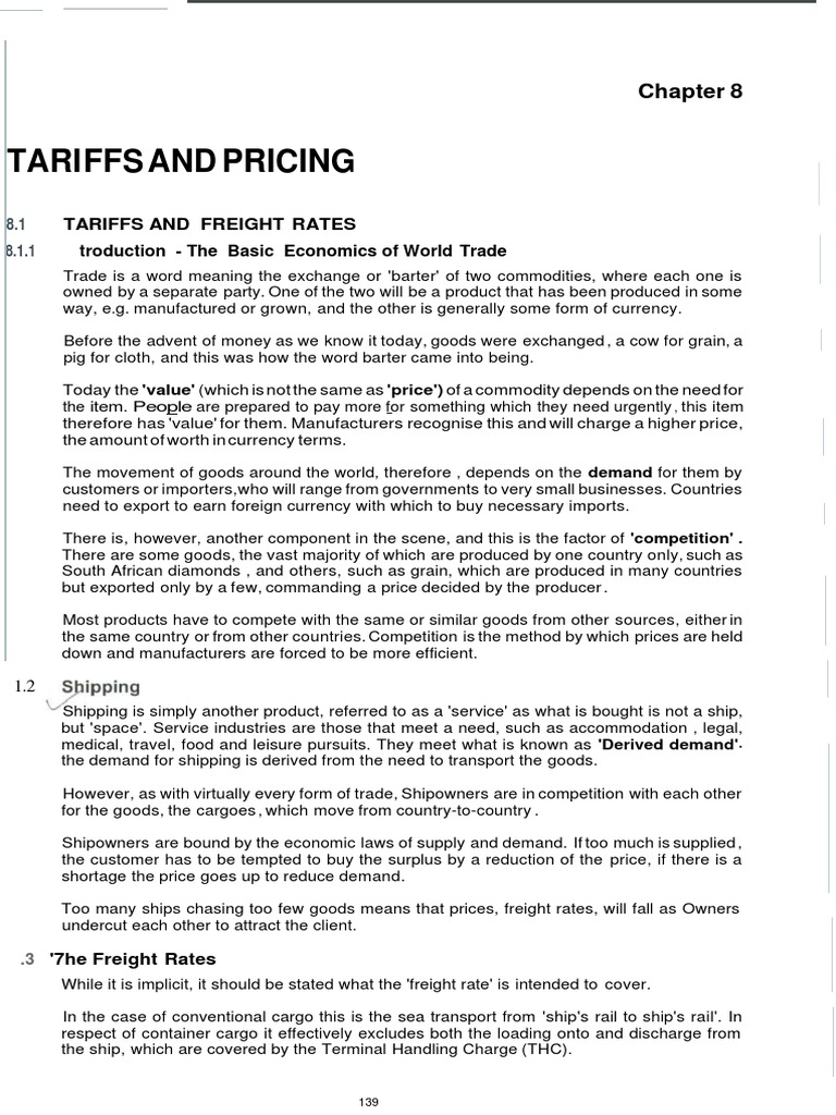 Tariffs & Pricing in Liner Shipping PDF Cargo Containerization