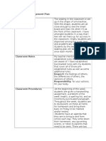 Classroom Management Plan