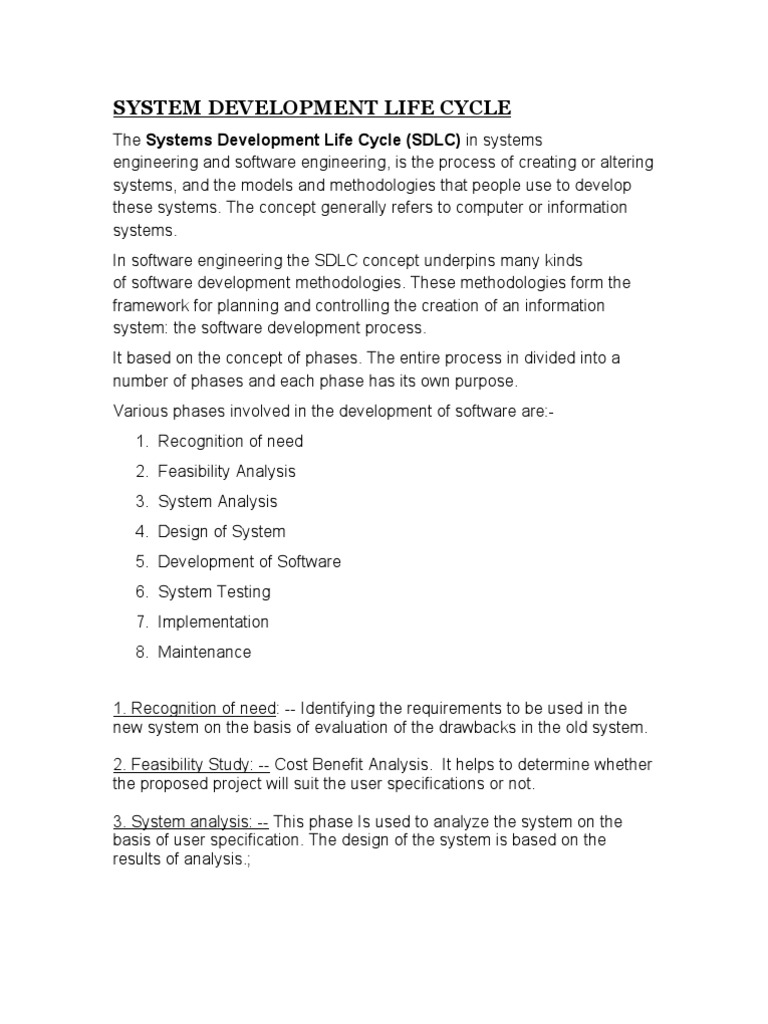 Understanding the Systems Development Life Cycle | PDF | Feasibility ...