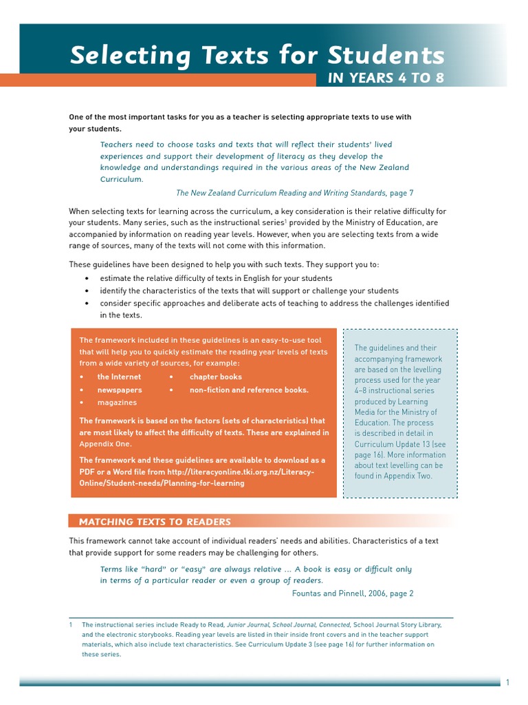 Text Selection Guidelines | PDF | Reading (Process) | Sentence ...
