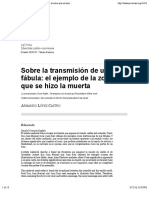 Sobre La Transmisión de Una Fábula: El Ejemplo de La Zorra Que Se Hizo La Muerta