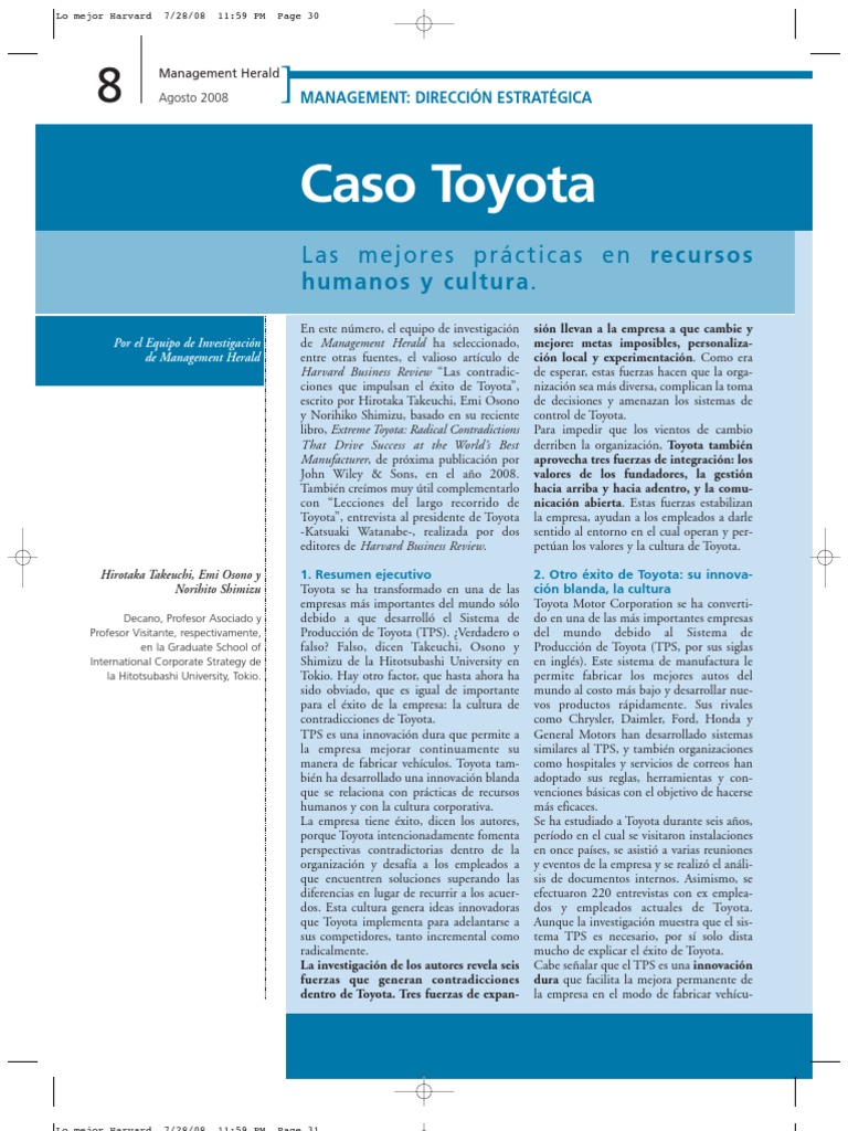Caso Toyota Pdf Toyota Innovación