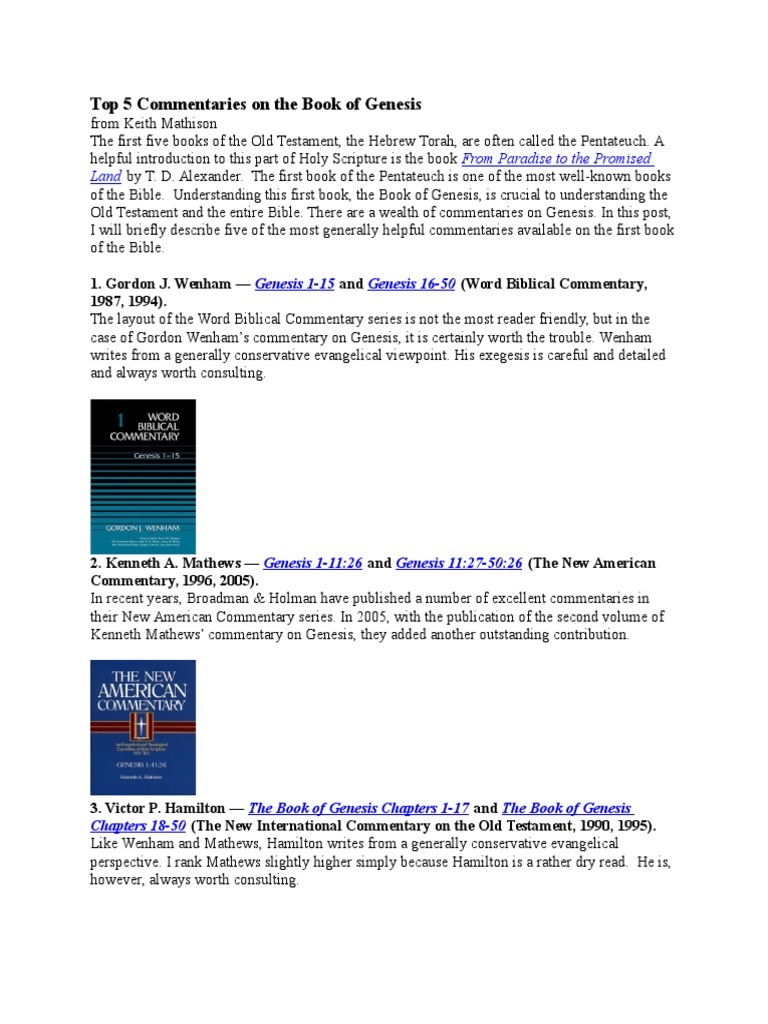 Top 5 Genesis Commentaries Reviewed | PDF | Exegesis | Book Of Leviticus