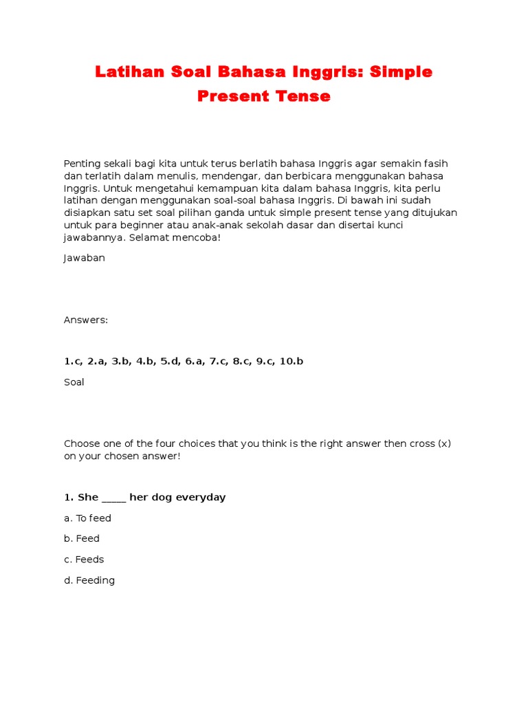 Latihan Soal Simple Present