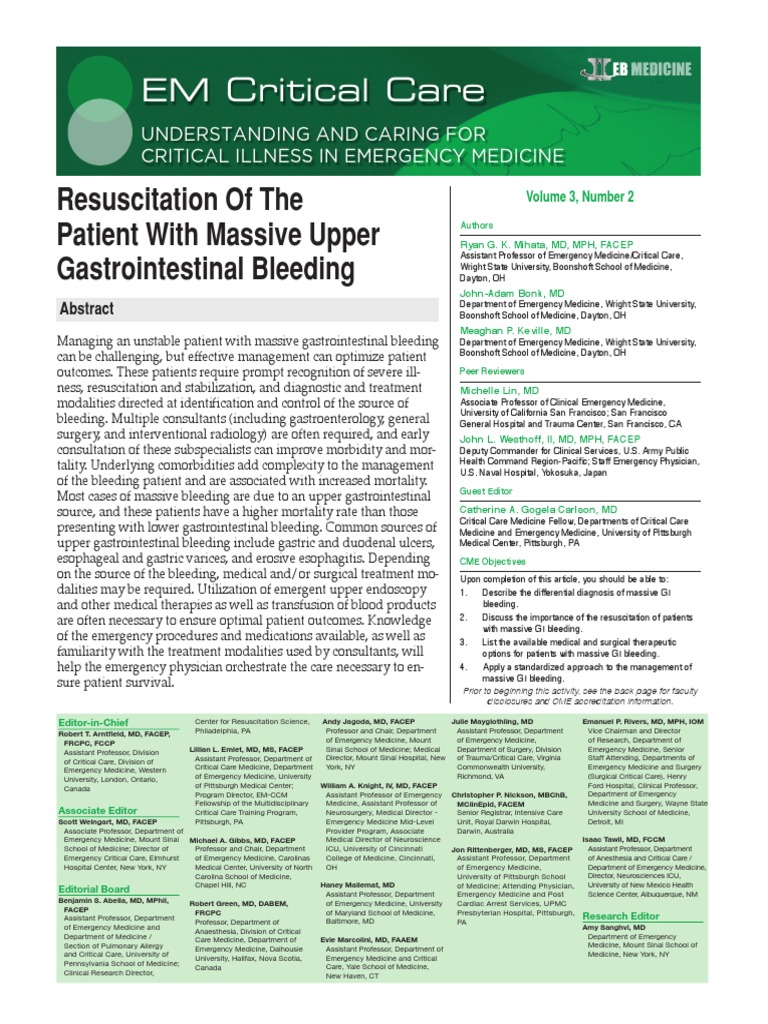 0413 Massive Upper GI Bleeding PDF | PDF | Bleeding | Intravenous Therapy