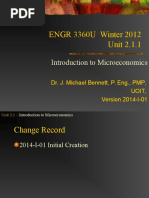 ENGR 3360U Winter 2012 Unit 2.1.1: Introduction To Microeconomics