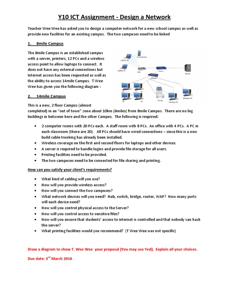 Y10 School Network Assignment | PDF