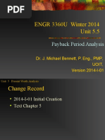 ENGR 3360U Winter 2014 Unit 5.5: Payback Period Analysis