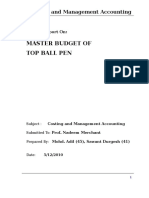 Master Budget of Top Ball Pen: Costing and Management Accounting