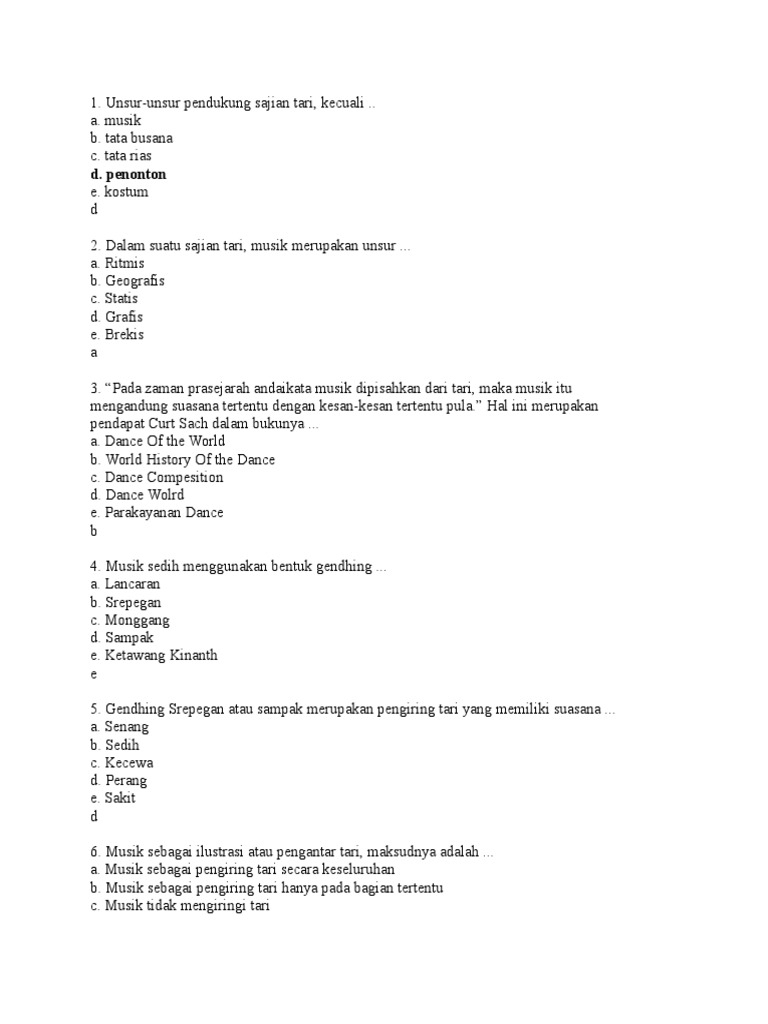 Soal Jawaban Senibudaya Smk