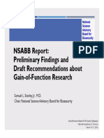 NSABB Report: Preliminary Findings and Draft Recommendations About GOF Research (Samuel Stanley)