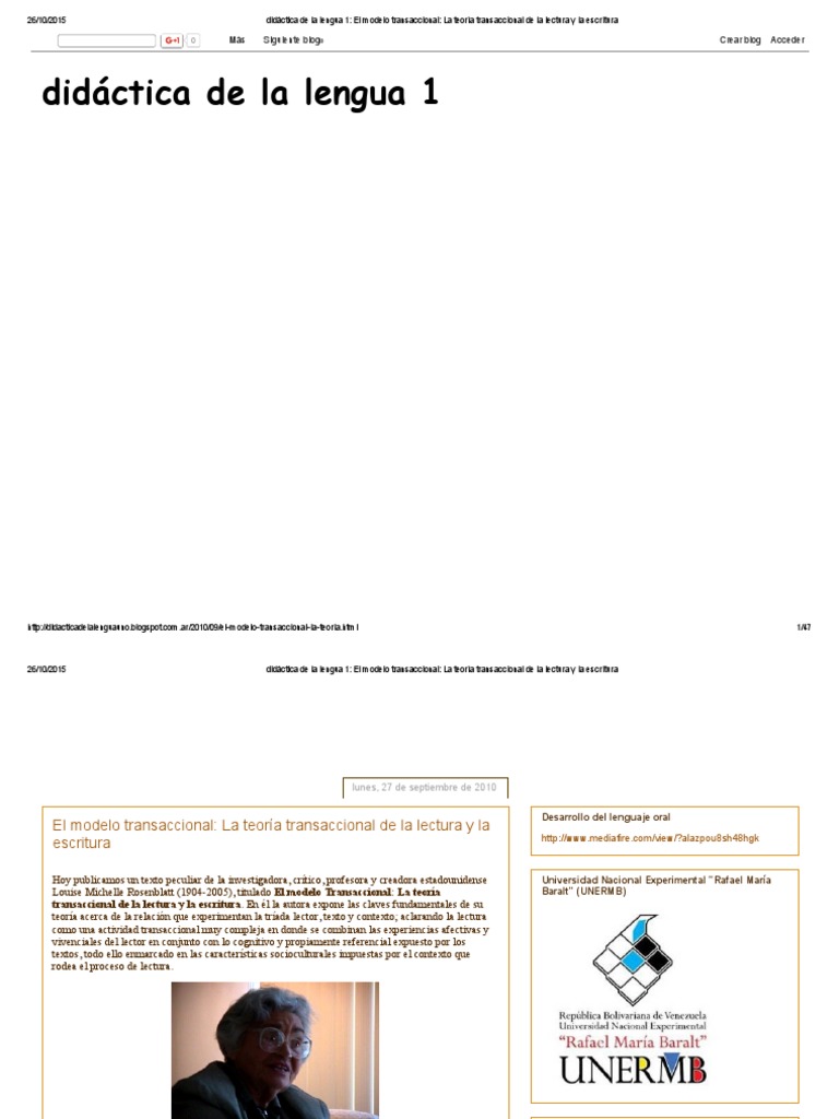 Didáctica de La Lengua 1 - El  - La - Teoría. Transaccional - de La Lectura y La Escritura | PDF | Paradigma | Charles  Sanders Peirce