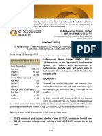 HKG-Martabe Mine Q4 2014 Results and 2015 Guidance