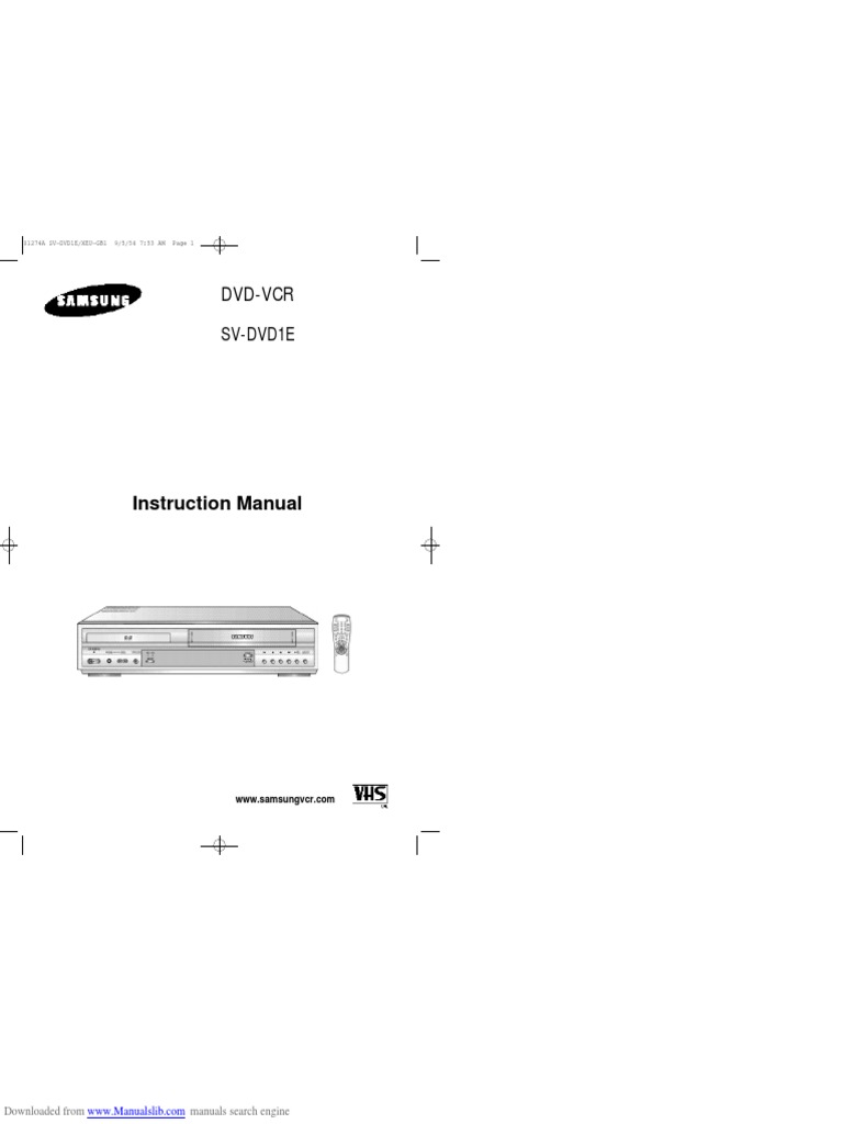 Manual Vhs-dvd Samsung Sv-dvd1e | Videocassette Recorder | Cable Television