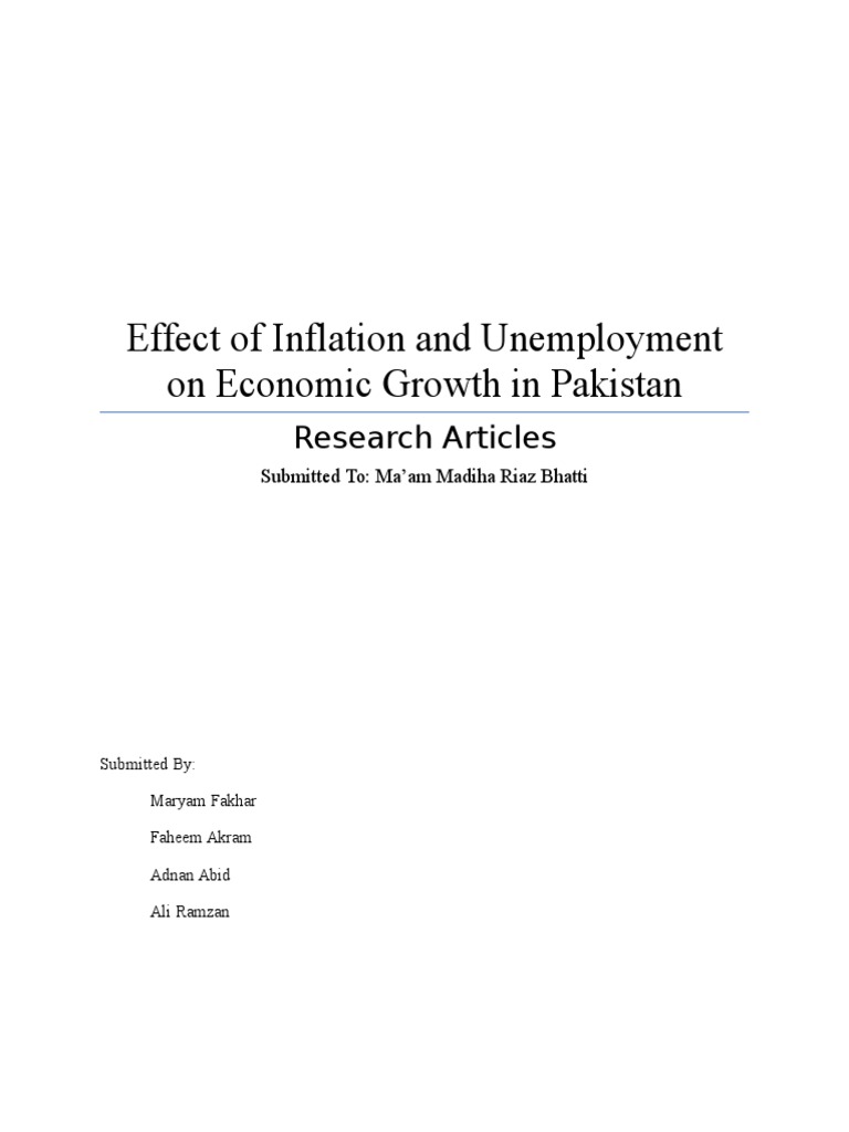 Effect of Inflation and Unemployment On Economic Growth in Pakista1 | PDF