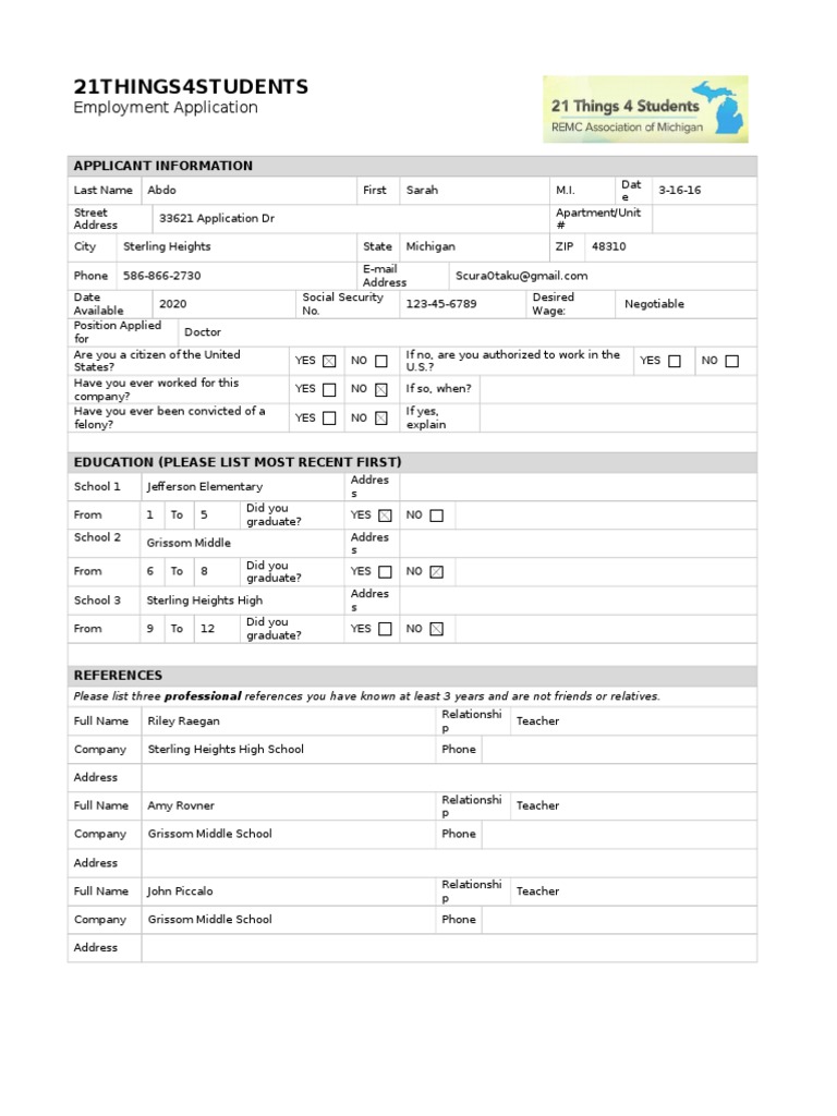 Employment Application for Doctor Position | PDF | Politics