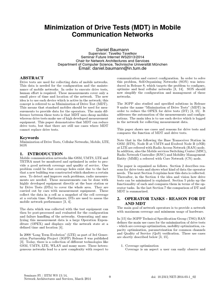 Mdt Pdf Quality Of Service Lte Telecommunication