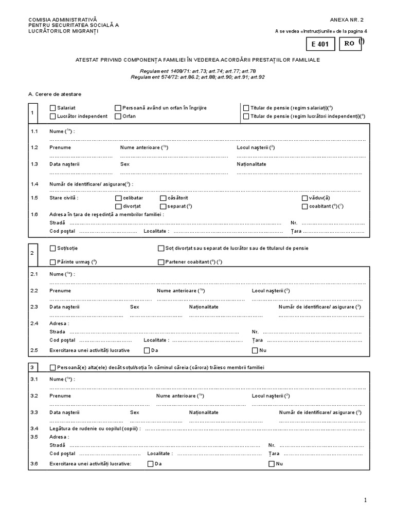 Form E 401 Actualizat 2 | PDF
