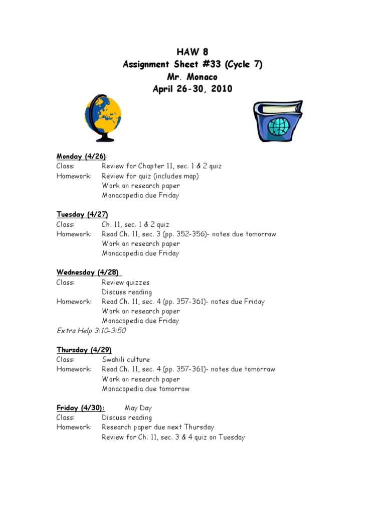 Weekly Assignment Overview for HAW 8 | PDF