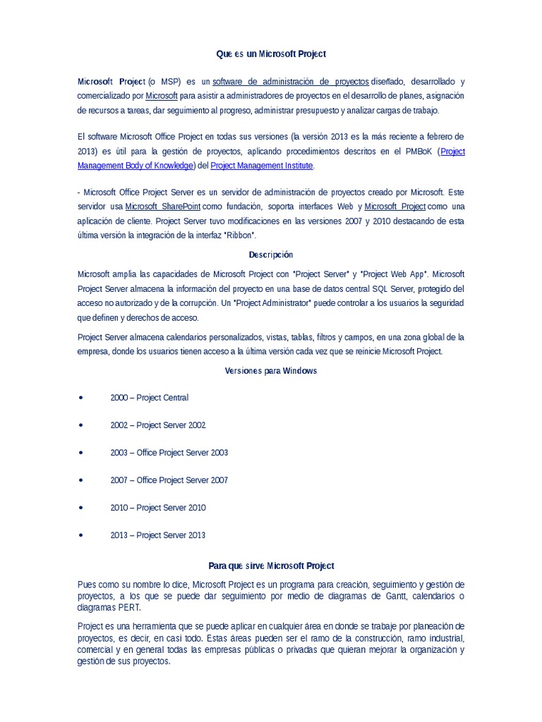 Guía de Microsoft Project: Gestión Efectiva | PDF | Microsoft | Informática