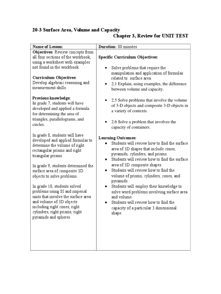 Geometry Review for High Schoolers | PDF | Area | Surface Area