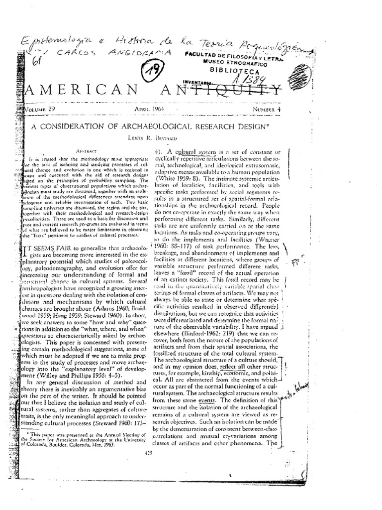 Binford (1964) A Consideration of Archaeological... PDF Sampling