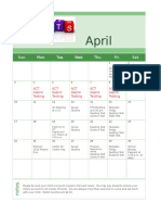 April 2016 Events Calendar