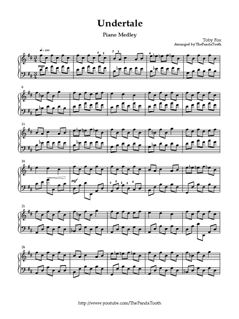 Undertale Piano Medley | PDF | Leisure | Sports