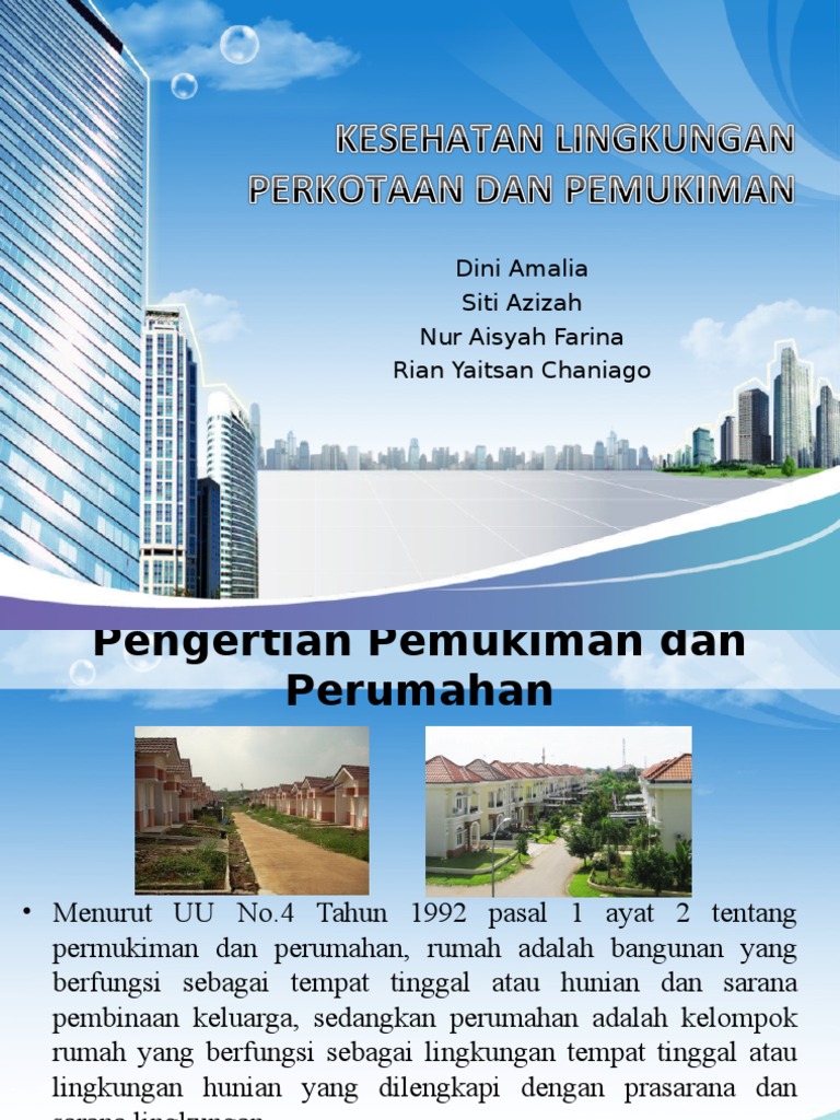 Kesehatan Lingkungan Perkotaan Dan Pemukiman