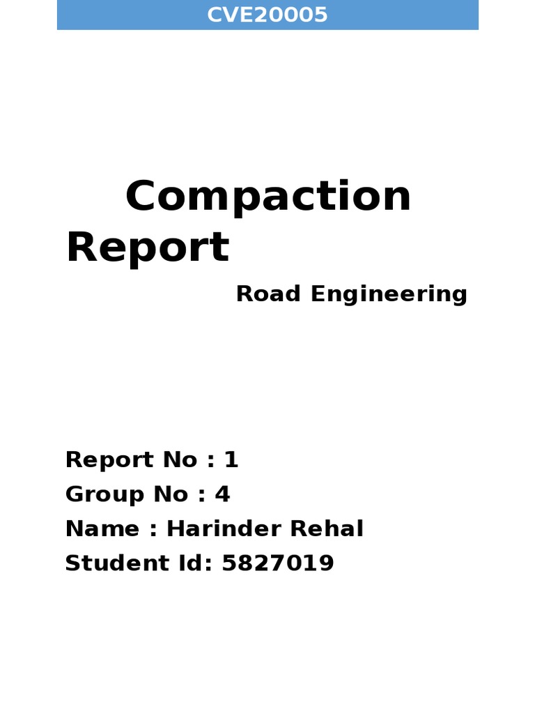 Compaction Report PDF Density Civil Engineering
