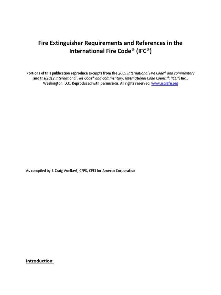 Fire Extinguisher Requirements and References in The International Fire ...