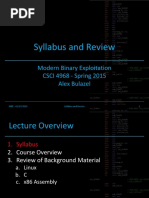 Syllabus and Review: Modern Binary Exploitation CSCI 4968 - Spring 2015 Alex Bulazel