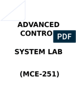 Advanced Control System Lab (MCE-251)