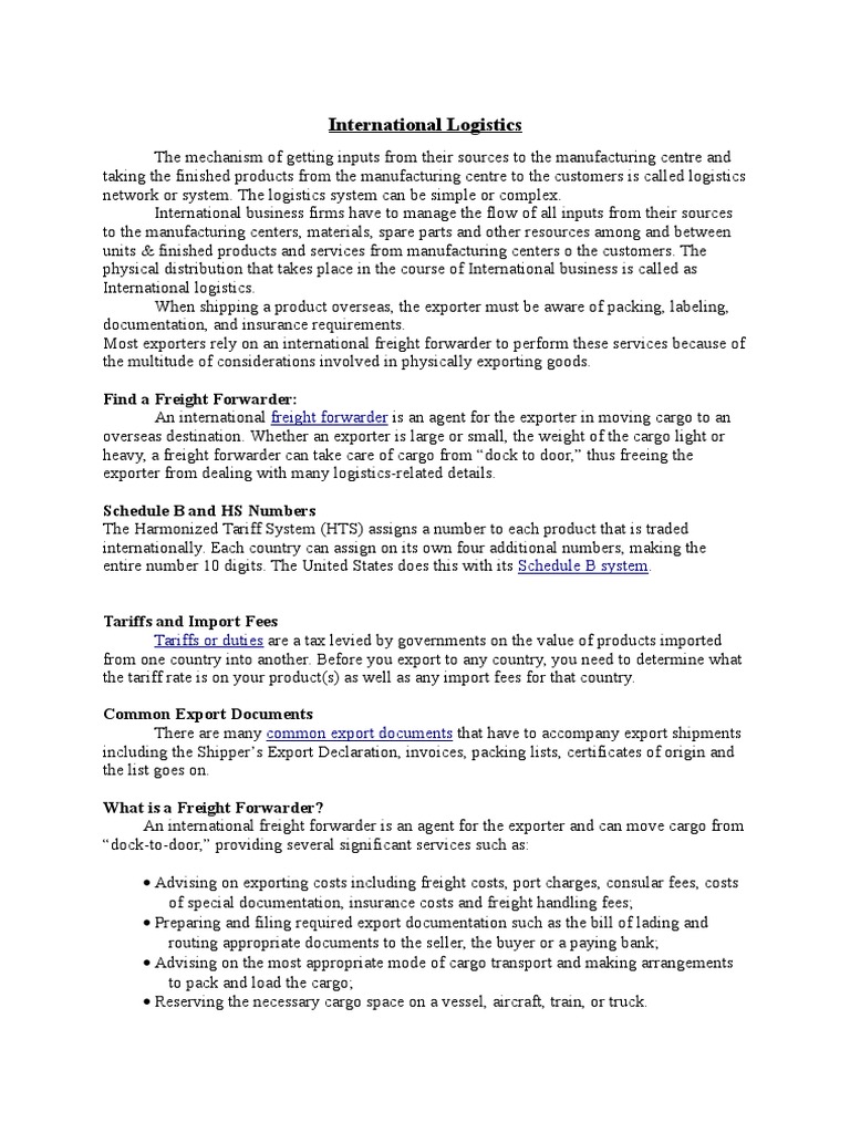 International Logistics: Find A Freight Forwarder | PDF | Cargo | Tariff