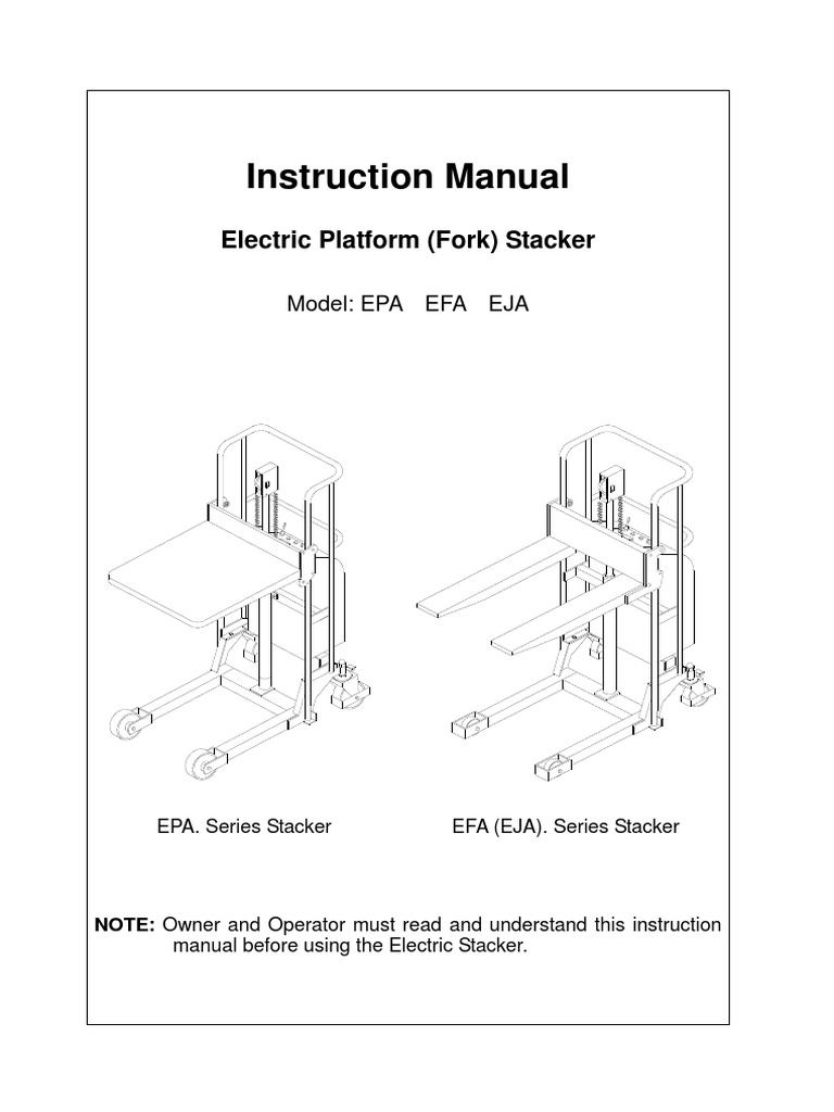Electric Platform Stacker Manual | PDF | Battery Charger | Battery ...