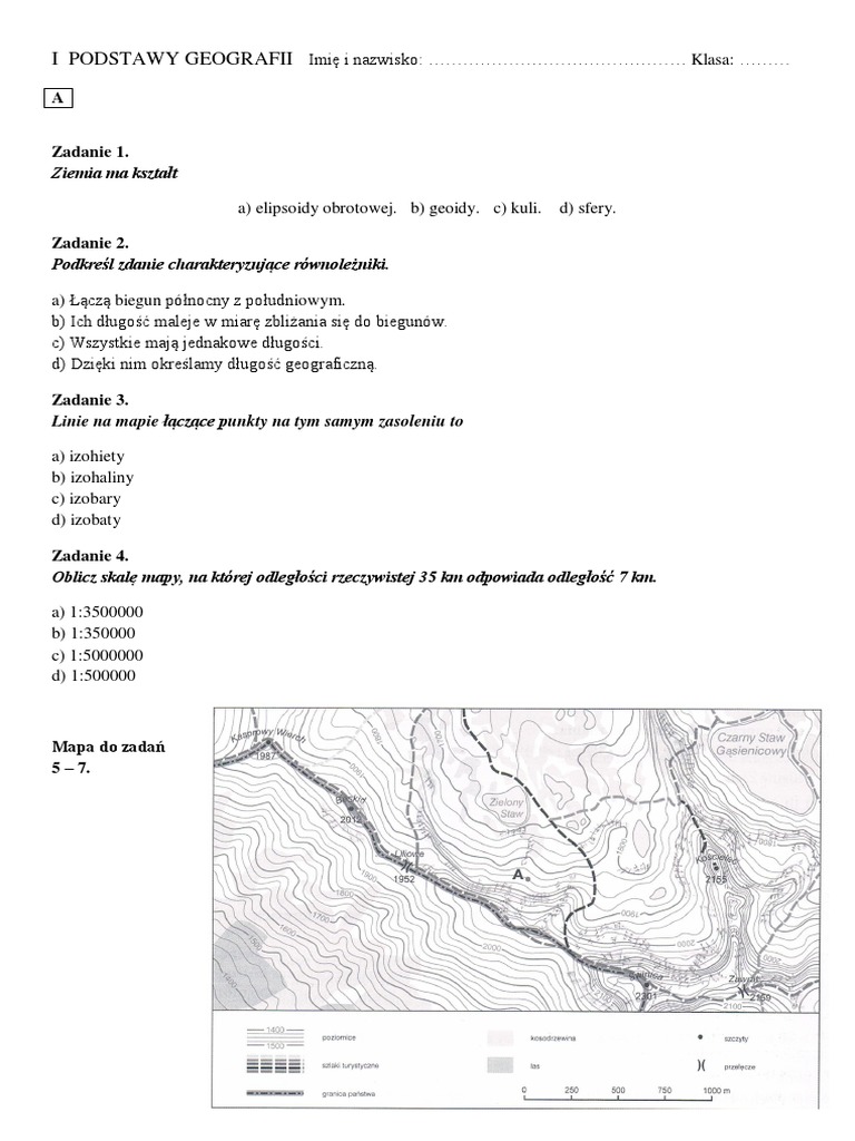Sprawdzian Geografia Klasa 5 Mapa Polski