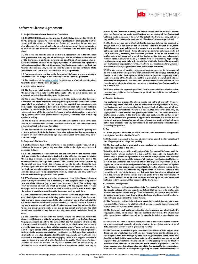 30 Nov 2015 Pruftechnik Software Eula En Pdf Software Bug