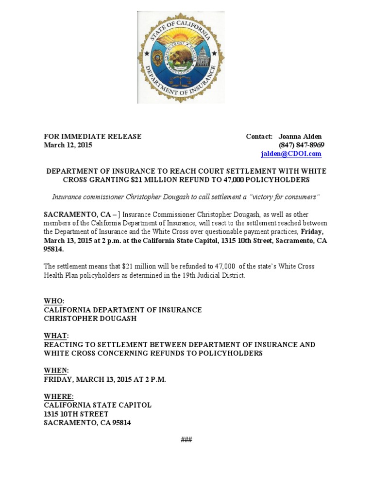 California Insurance Settlement Announcement | PDF | Verizon ...