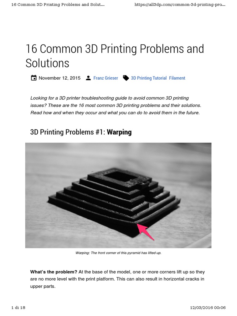 16 Common 3d Printing Problems and Their Solutions 2015.11
