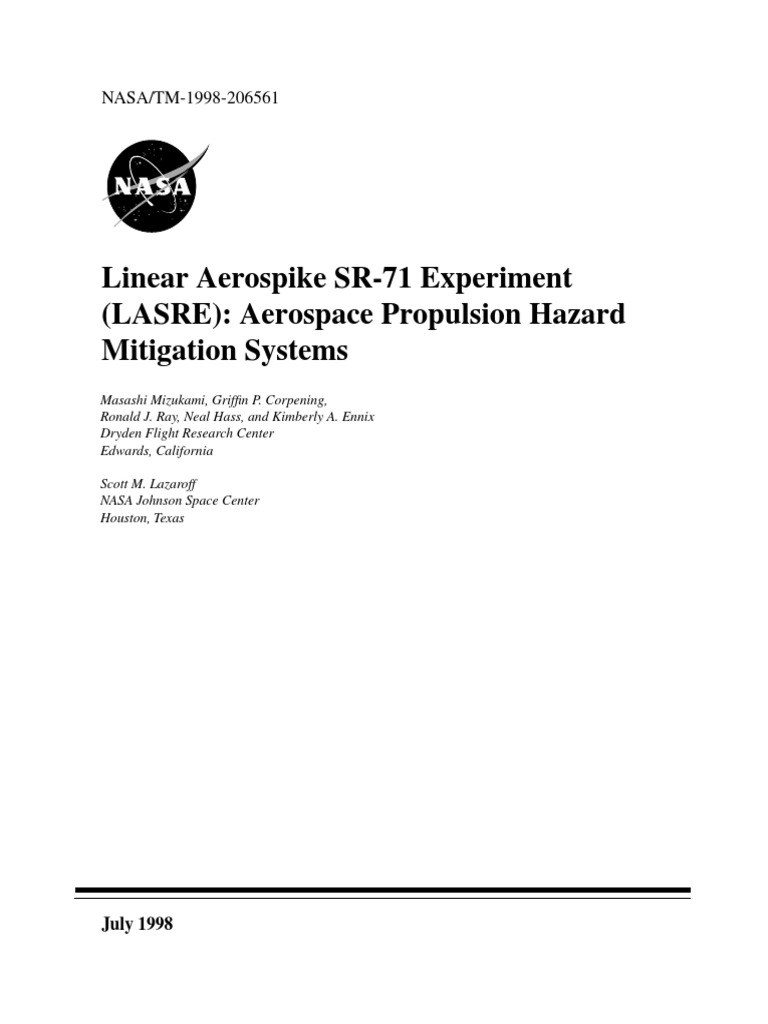 Linear Aerospike SR-71 Experiment (LASRE) : Aerospace Propulsion Hazard ...