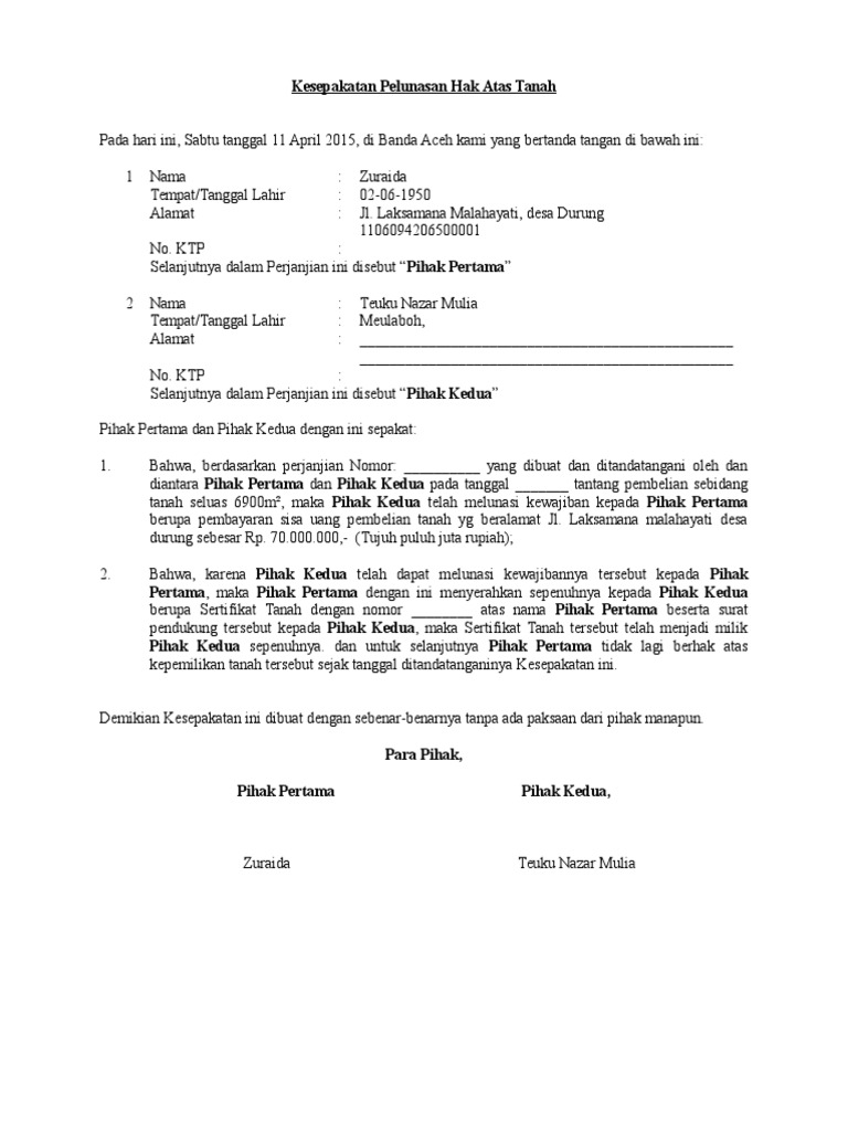 Contoh Surat Pernyataan Pembayaran Tanah Tak hanya dalam bentuk uang hutang juga bisa terjadi dalam bentuk barang atau jasa.