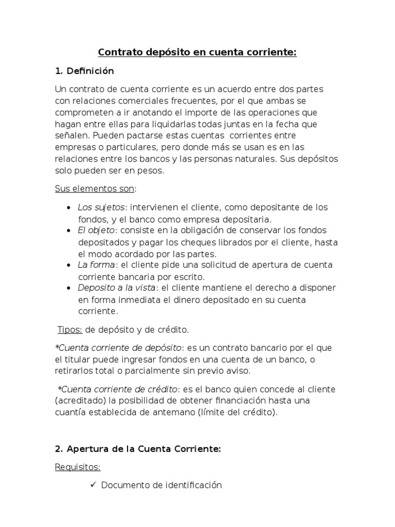 Contrato De Cuenta Corriente Bancaria Personas - creditos 