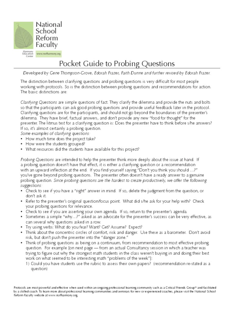 Probing Questions Guide PDF Job Interview Curriculum