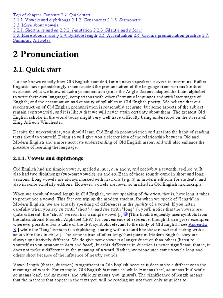 2 Pronunciation: 2.1. Quick Start | PDF | English Language | Vowel