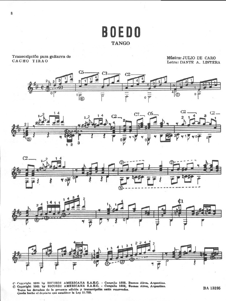 Boedo Tango de J Caro Versión Cacho Tirao | PDF