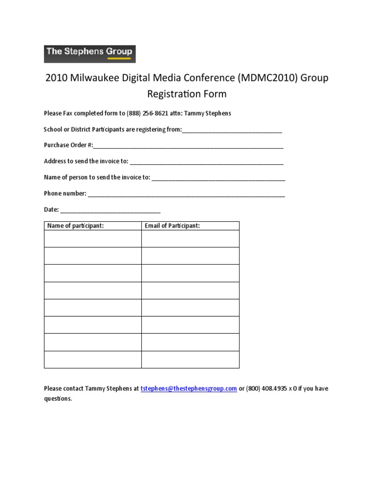 Group Registration Form | PDF